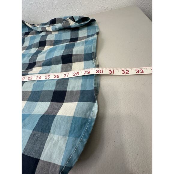 North Face Shirt Mens M Blue Plaid Short Sleeve Button Up Camp Core, Hiking Nerd - Picture 5 of 14